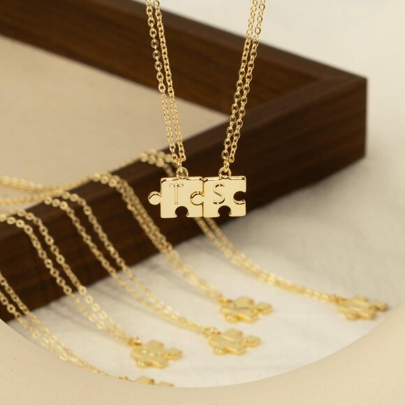 Initial Necklaces for Women Trendy, 14K Gold Plated Puzzle Name Necklace Dainty - Picture 5 of 6